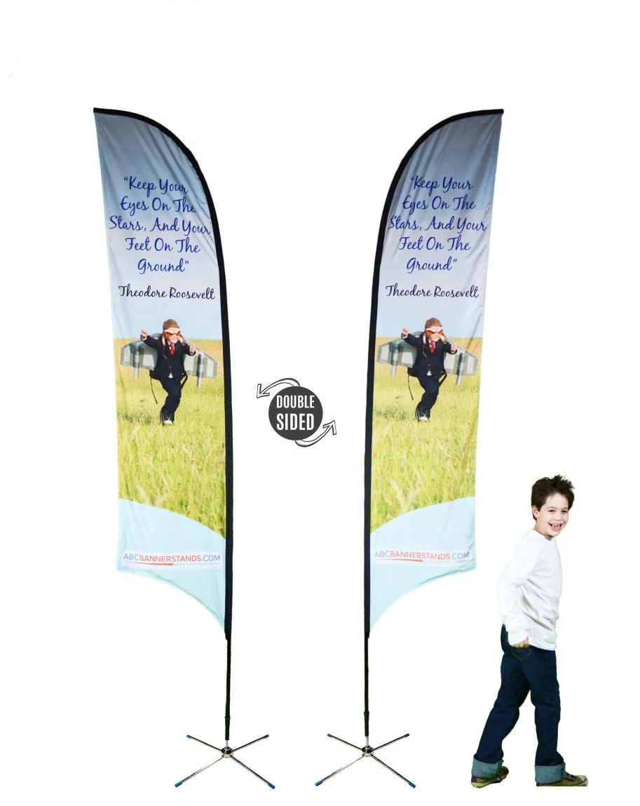 High quality print M size 60x240cm advertising beach flag design customized banner