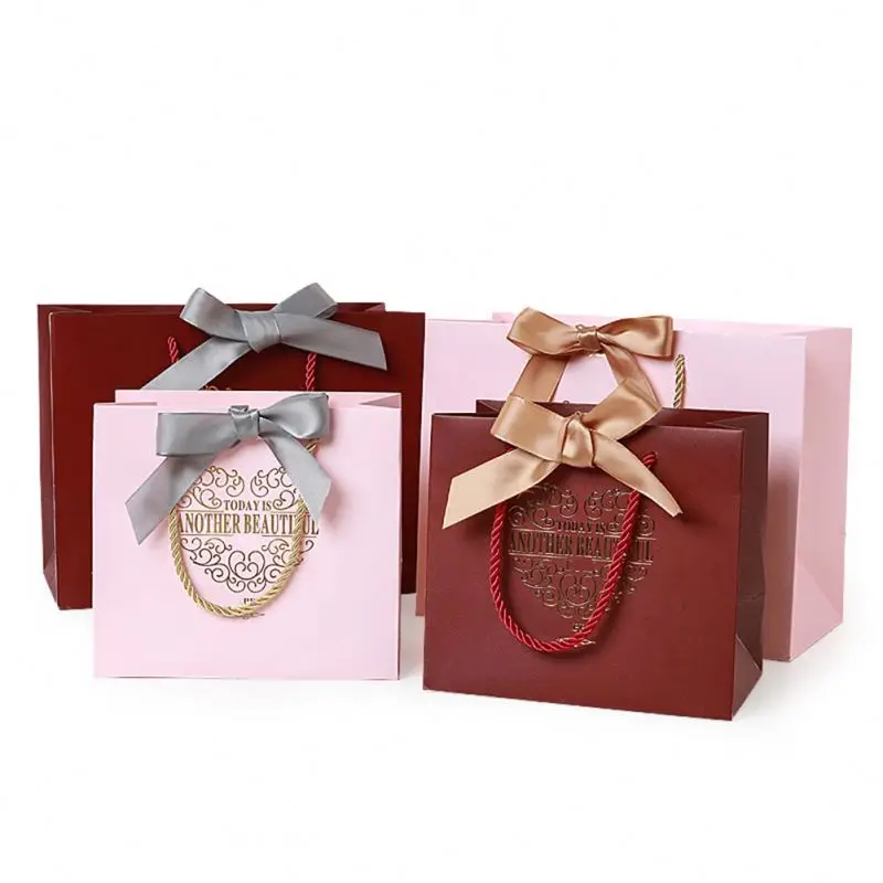 Wholesale Luxury Printed Cosmetic, Jewelry Wedding Boutique Shopper Shopping Custom Small Gift Paper Bags With Logo And Handles/