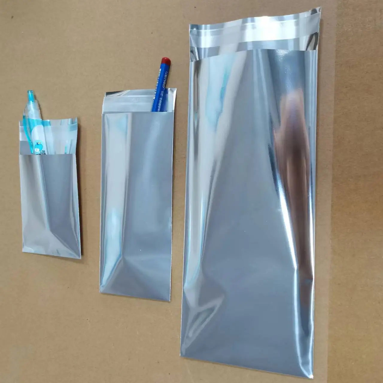 Self-sealing Packaging Bright Silver Film Custom Double-sided Self Adhesive Seal Aluminum Foil Bag