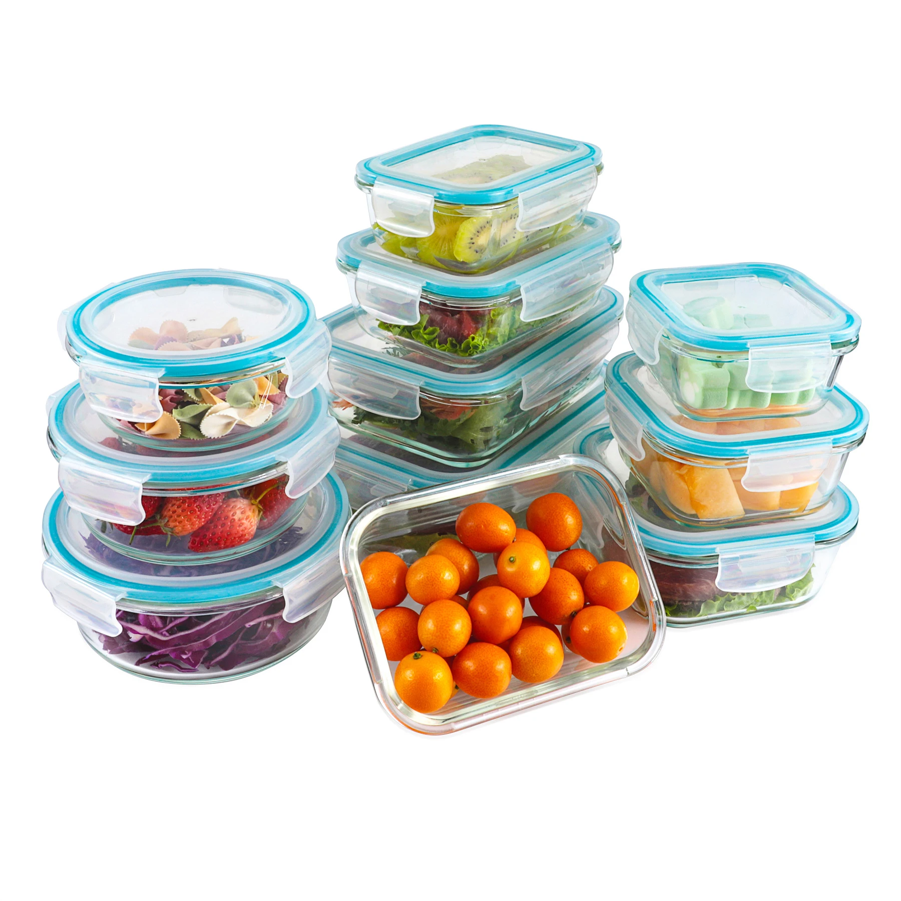 Professional Food Bento Lunch Box Glass Storage Container With Bamboo Lid