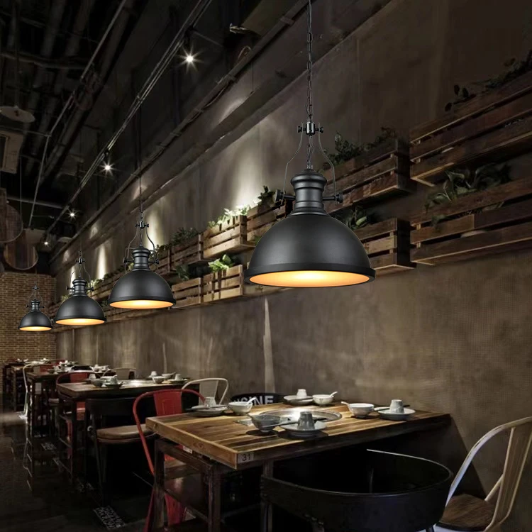 Round Led Modern Black Iron Retro Hanging Lamp Farmhouses Kitchen Island Industrial Rustic Linear Ceiling Pendant Light