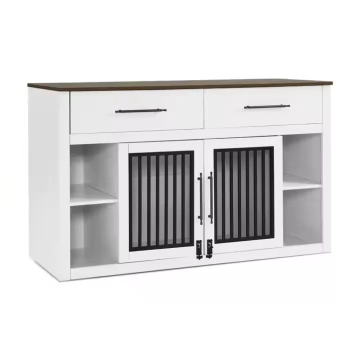 Hot Selling High Quality Modern Luxury  Wooden Large Dog Kennel  With 2 Drawer Cabinet Manufacturers Direct Selling