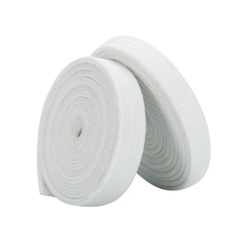 Wholesale Custom Rolls Black White 3mm 5mm 6mm 8mm 10mm 12mm Knitted Textile Flat Braided Elastic Band For Garment Sewing