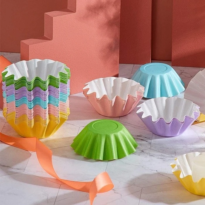 Chrysanthemum Flower Cup Cake Pan Candy Colors Mini Cupcakes Truffles Chocolates Mold Baking Paper Can