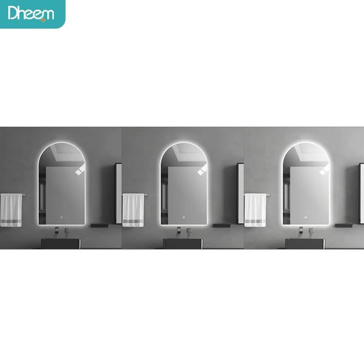 Modern Hotel Led Mirror Light Luxury Decorative Frameless Half Circle Led Backlit Bathroom Mirrors