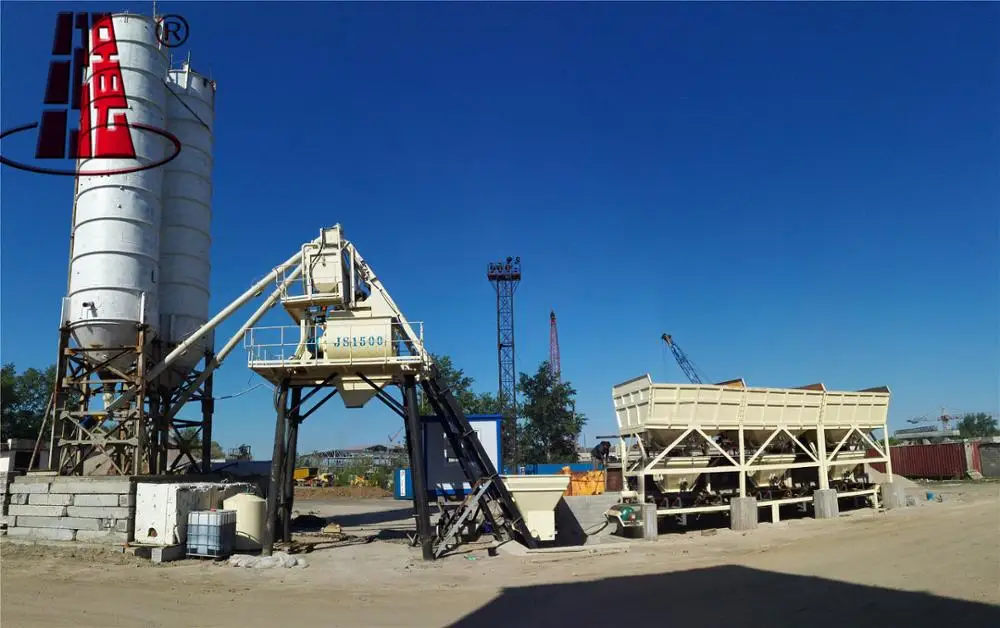 75m3 Cement hopper Stationary Concrete Batch Plant with JS1500 Concrete mixer machine Concrete Mixing Plant Factory Outlet