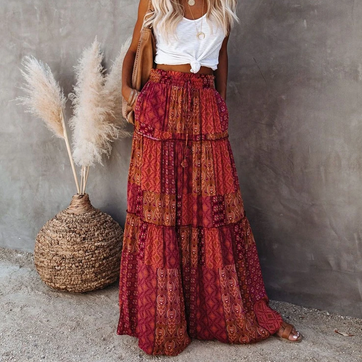 Женская длинная юбка в богемном стиле