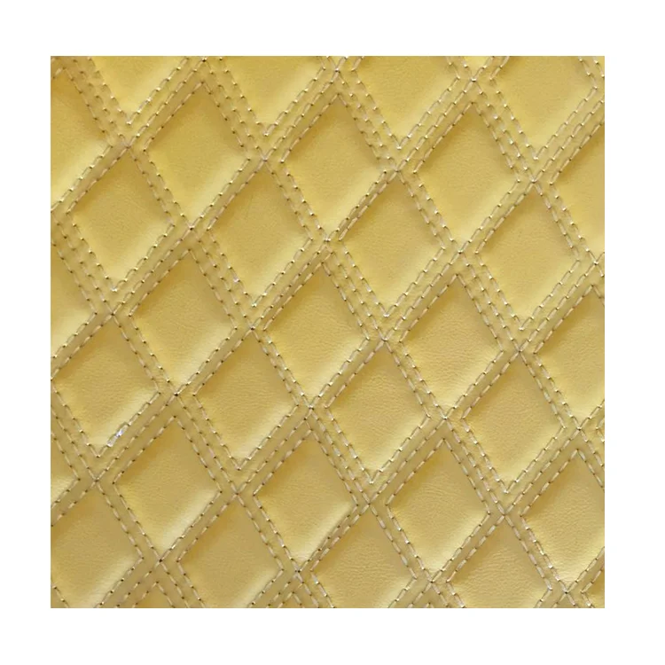Factory customized different color pattern embroidered quilted leather PVC PU faux synthesis leather