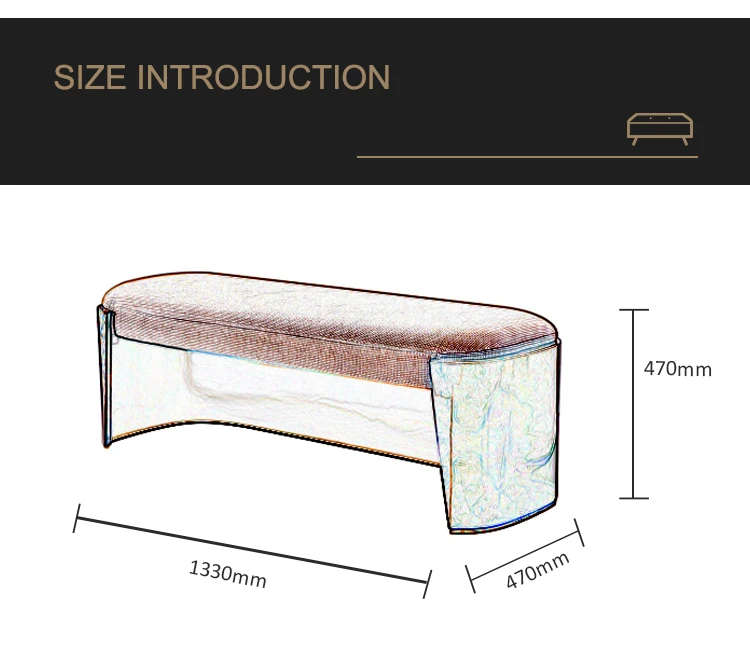 Luxury European Bedroom Furniture Bed End Stool Bench Solid Wood Frame Leather Luxury Bed End Stool