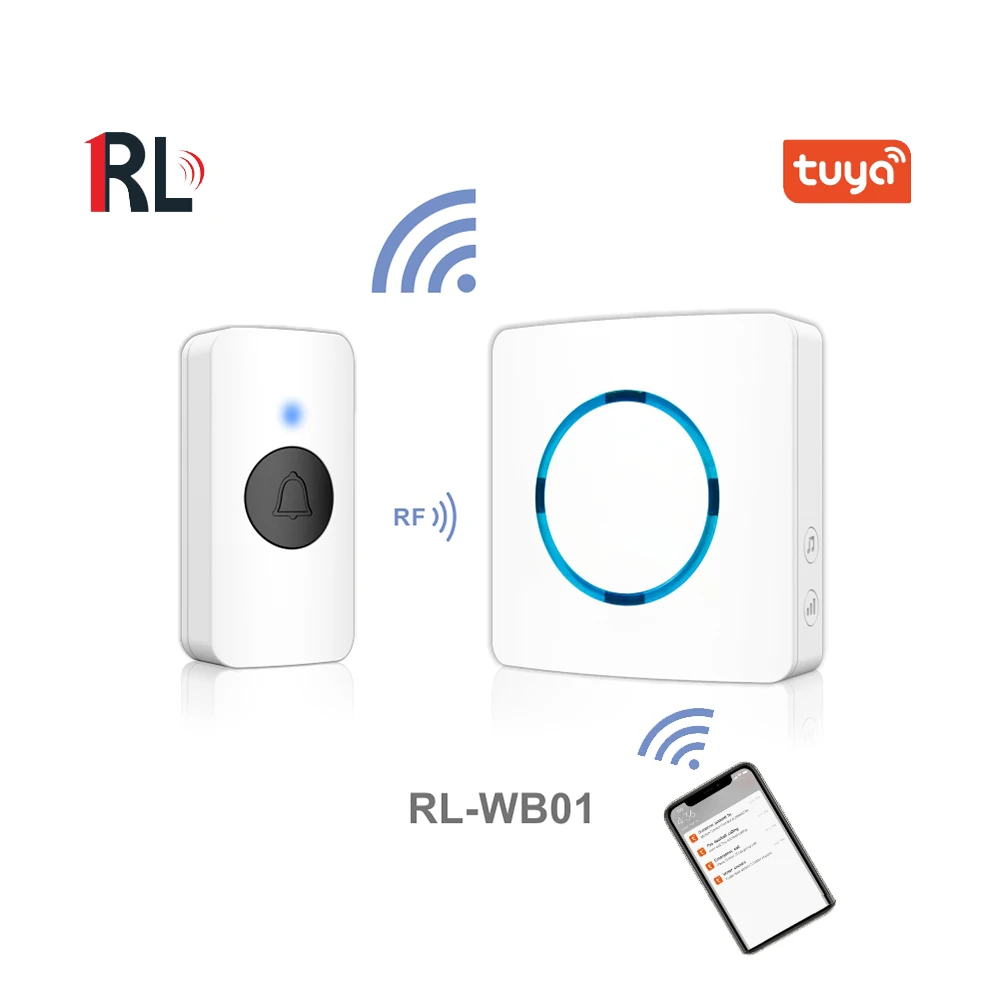 Tuya easy to install smart home  waterproof wireless wifi doorbell wireless AC ring doorbell