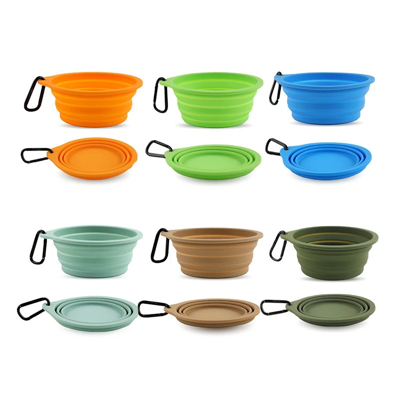 Portable Travel Pet Food and Water Bowl Collapsible Silicone Dog Bowl Stocked Feature Foldable Design travel dog bowl