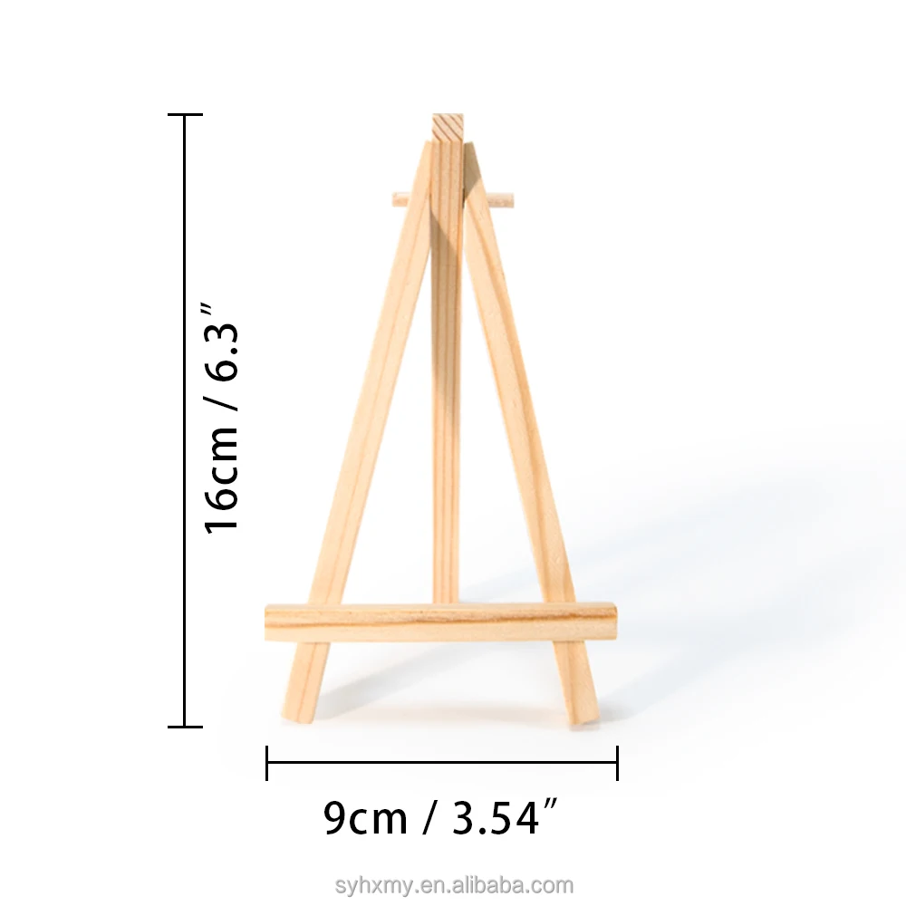 Mini Wood Display Easel, Natural Wooden Tripod Holder Stand for Displaying Small Canvases, Business Cards, Photos