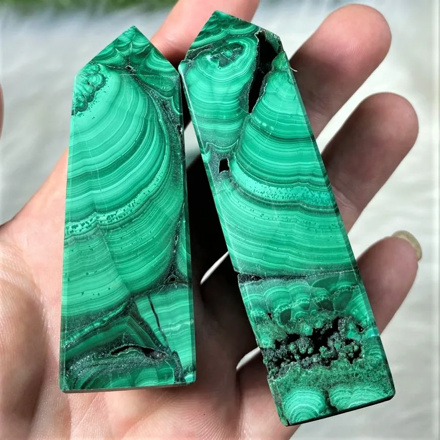 
Wholesale healing natural crystal stone tower new product Malachite green point for decoration 