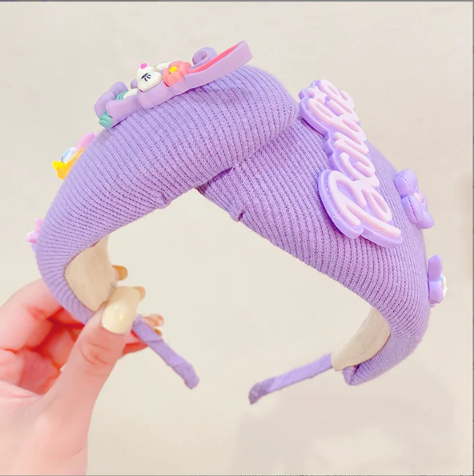 Cartoon double color block hair bands Handmade wide-brimmed hair bands Girls go out to press hair bands