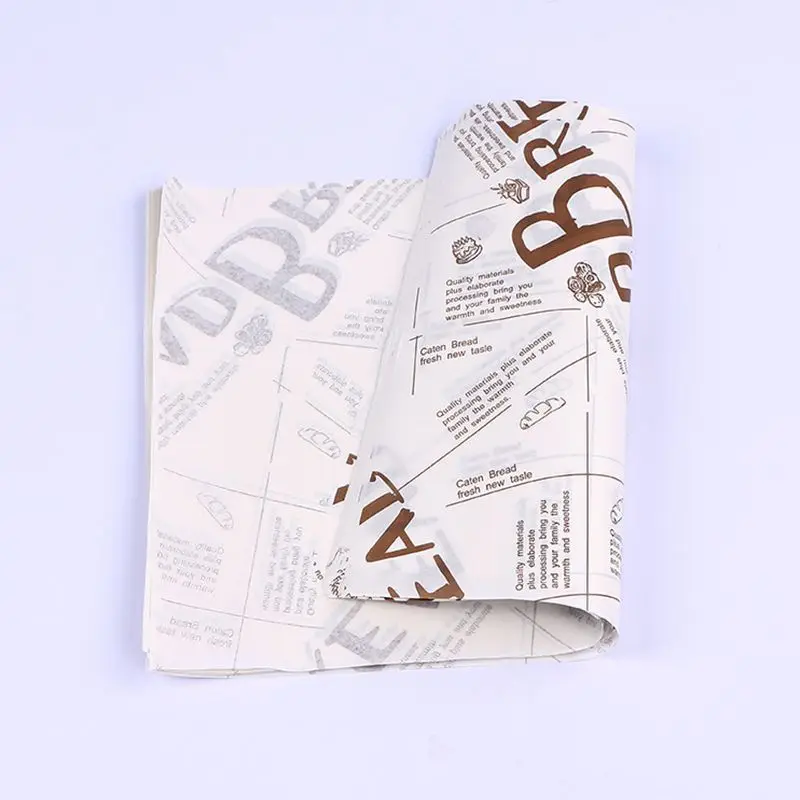 Printed Burger Food Wrapping Paper Greaseproof Food Grade Wax Paper For Food Takeaway
