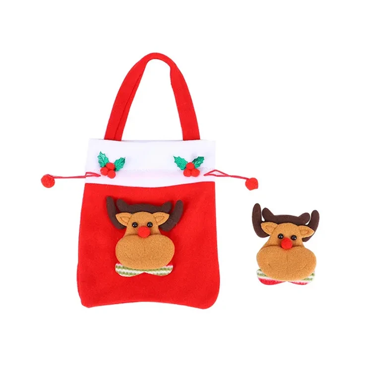 Newest Snowman Snowflake Fawn Knitted Candy Bag Christmas Tote