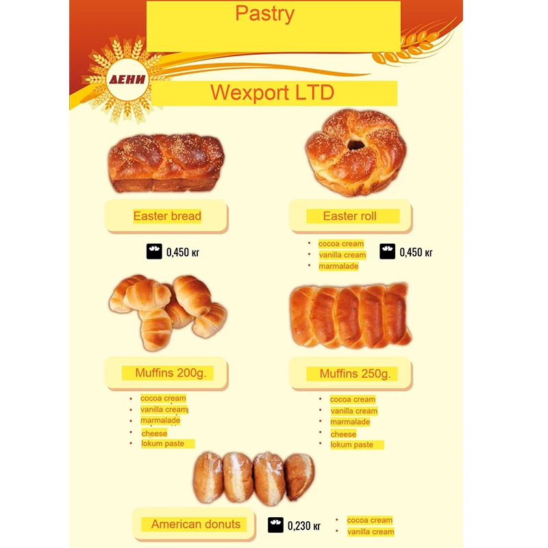 
Pastry Easter cakes Easter rolls Donuts Muffins 