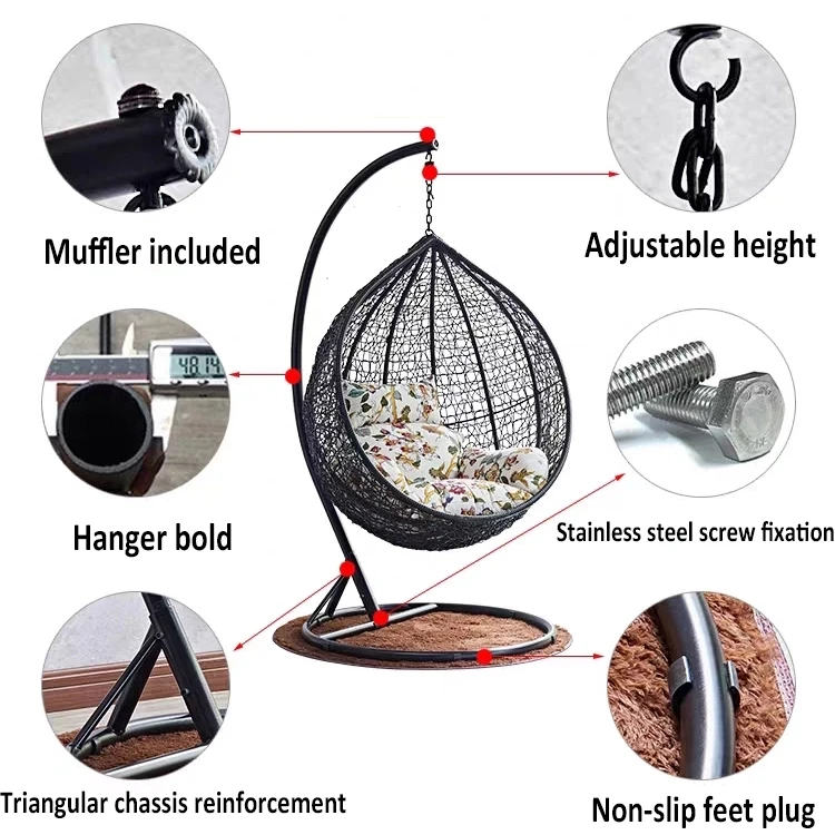 Wholesale Custom Cheap European Style Apartment Lightweight Garden Egg Pod Hanging Patio Swing Chairs for Living Room Bedroom