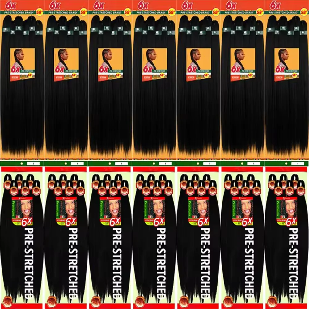 Free Sample Extensions Kanekaion for African Hair yaki Ombre Braids Easy Braid Pre Stretched Synthetic Braiding Hair