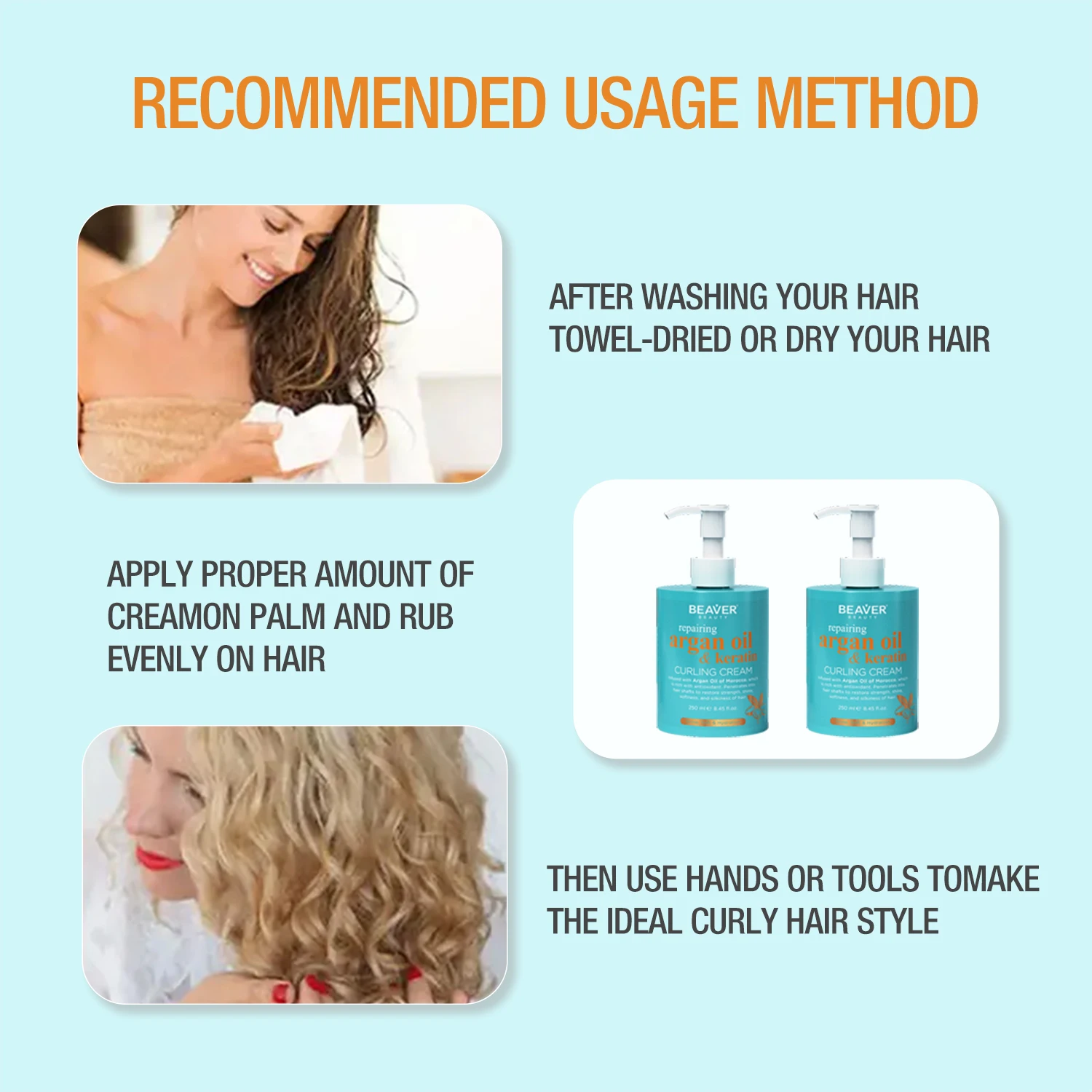 BEAVER Smoothing Keratin Hair Treatment Organic Argan Oil Defining Curl Moisturizing Curling Cream Repair Curly Hair Products