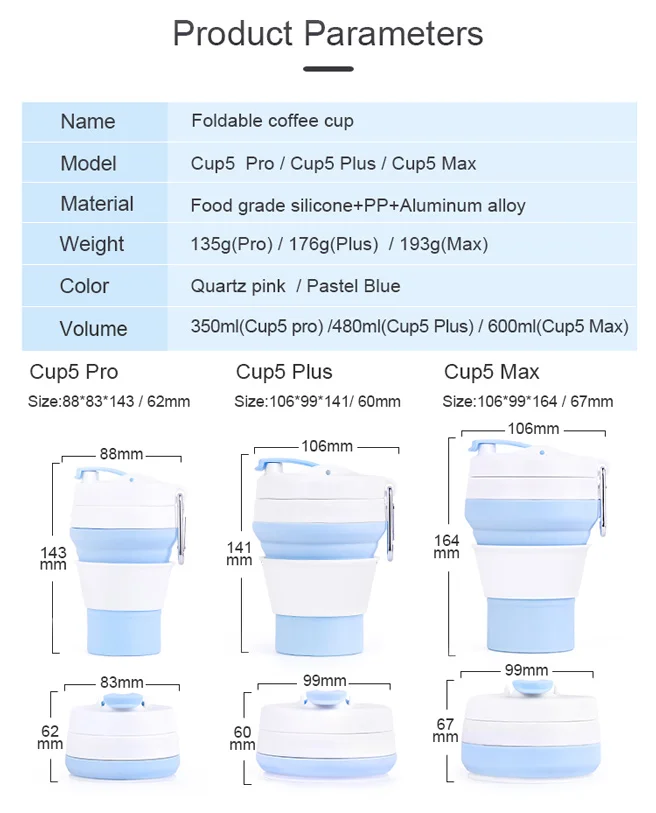 Silicone Custom Logo Printed Travel Coffee Mug Reusable Foldable Take Away Coffee Cups With Lid Straw