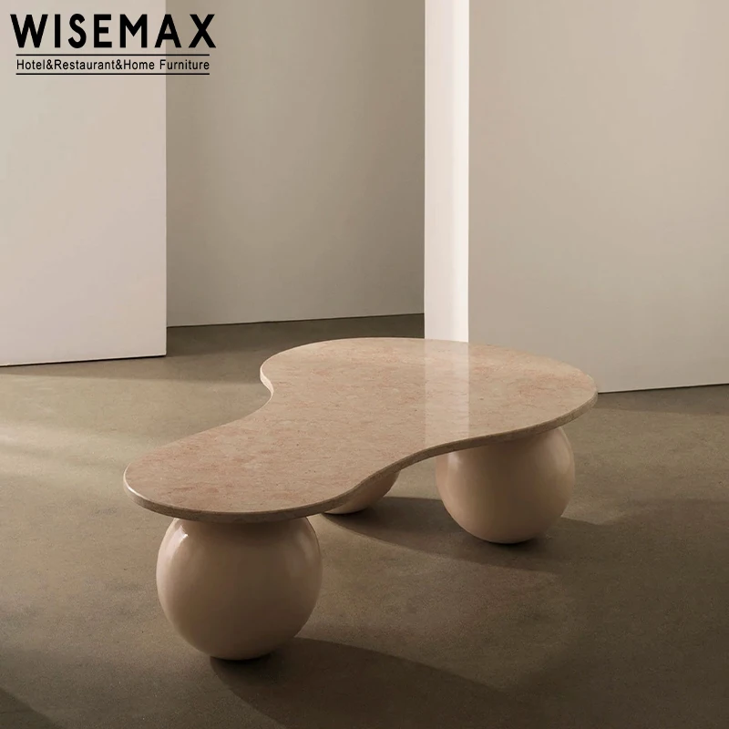 WISEMAX FURNITURE Nordic minimalist wooden center table Italian home furniture MDF top solid wood round shape leg center table
