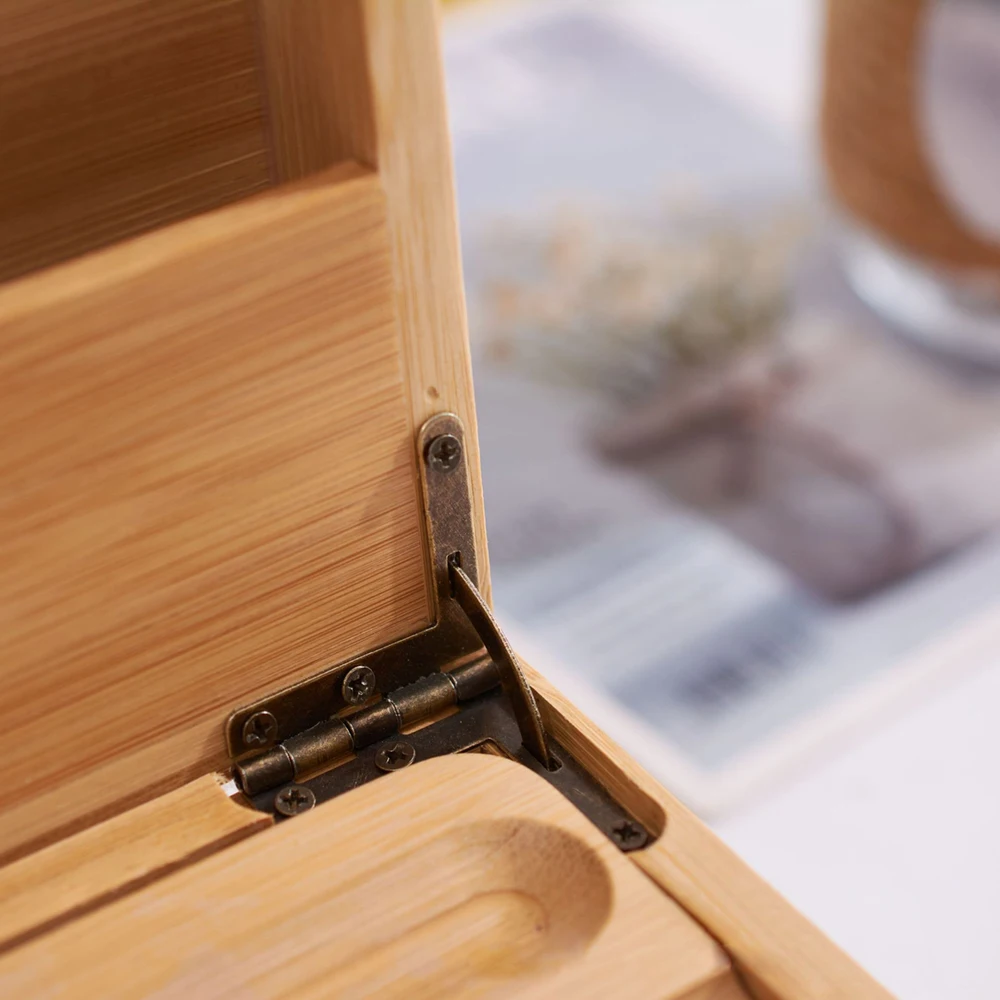 Removable Dividers Design Wooden Stash Storage Box Natural Bamboo Wood Stash Box With Lock Rolling Tray