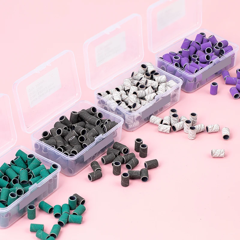 High Quality Beauty Pink Nail Sanding Bands Custom Box Pack Pedicure Foot Care Manicure Electric Nail Drill Mini Sanding Bands