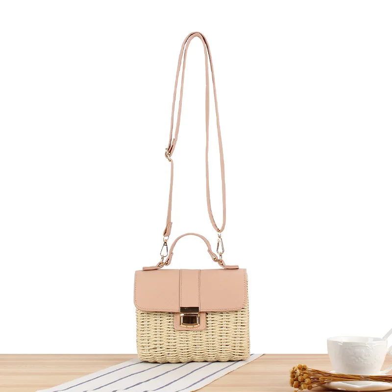 2024 wholesale Woven Wicker Clutch summer beach Crossbody Handbags fashion handbag straw bag for women