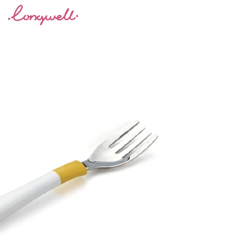 Ningbo Longwell Custom Factory Stainless Steel Spoon With Plastic Handle Cutlery Box Set Kids Spoon And Fork Set Stainless Steel