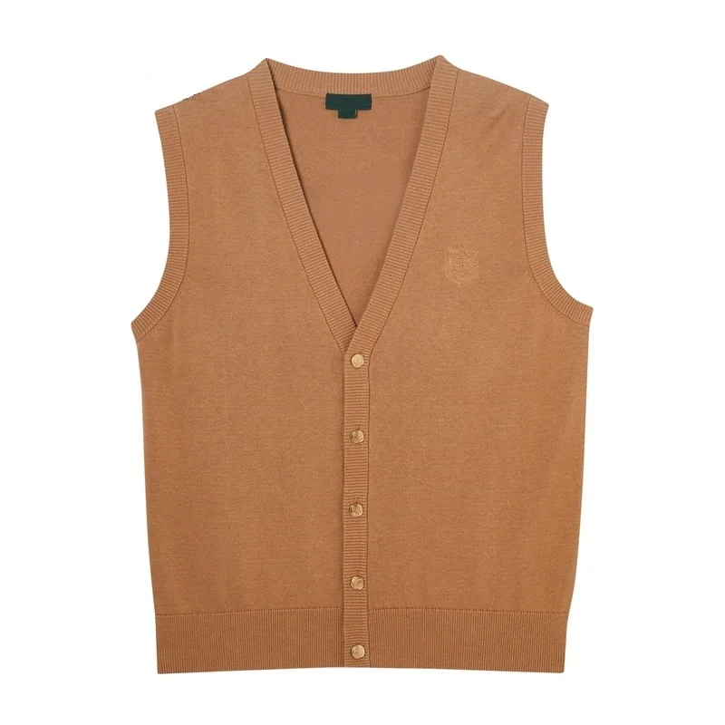 2022 Spring New V-Neck Embroidered work wear Knitted Vest Youth Cardigan