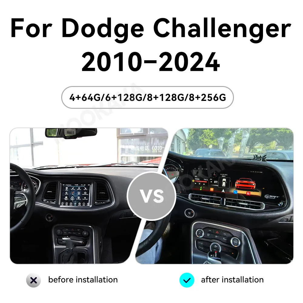 MOOKAKA 12.3 Inch Car Radio For Dodge Challenger 2010-2024 Car DVD Multimedia Player GPS Navigation Car Stereo Head Unit