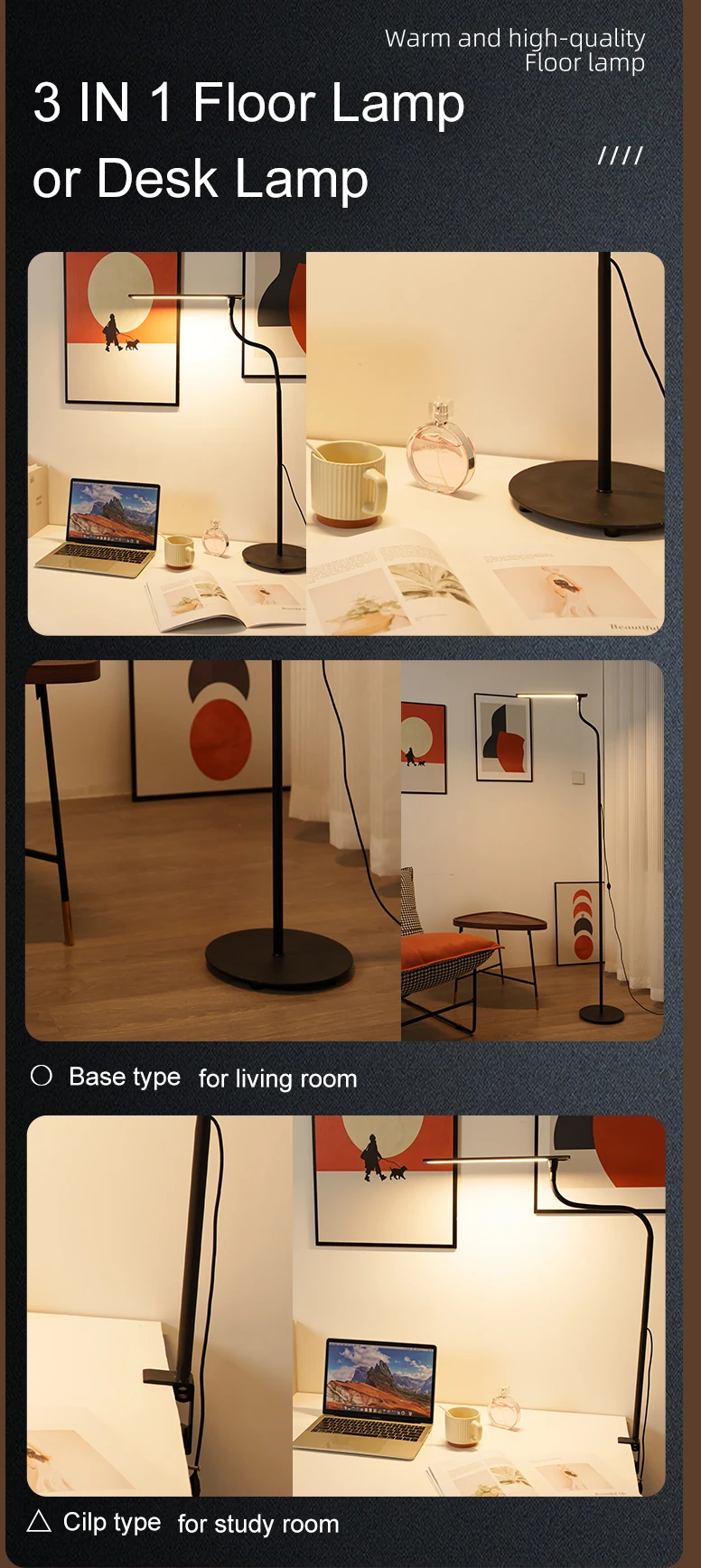 New product ideas led floor lamp with swing arm for living room or office