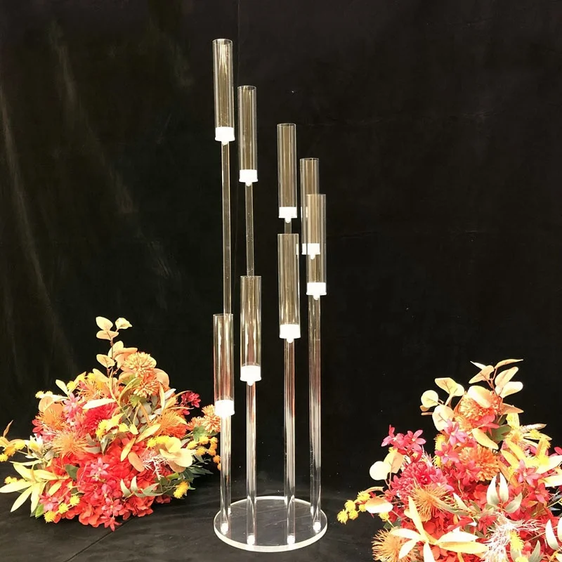 Acrylic Candle Holder Wedding candelabra Candlestick 8 Heads All Clear For Event Party Wedding