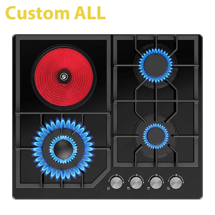 Custom ALL 24inch 600mm NG/LPG Four 4 Burner 1 Ceramic Electric Infrared Hot Plate Gas Cooktops Cooker Hob Stoves Gas