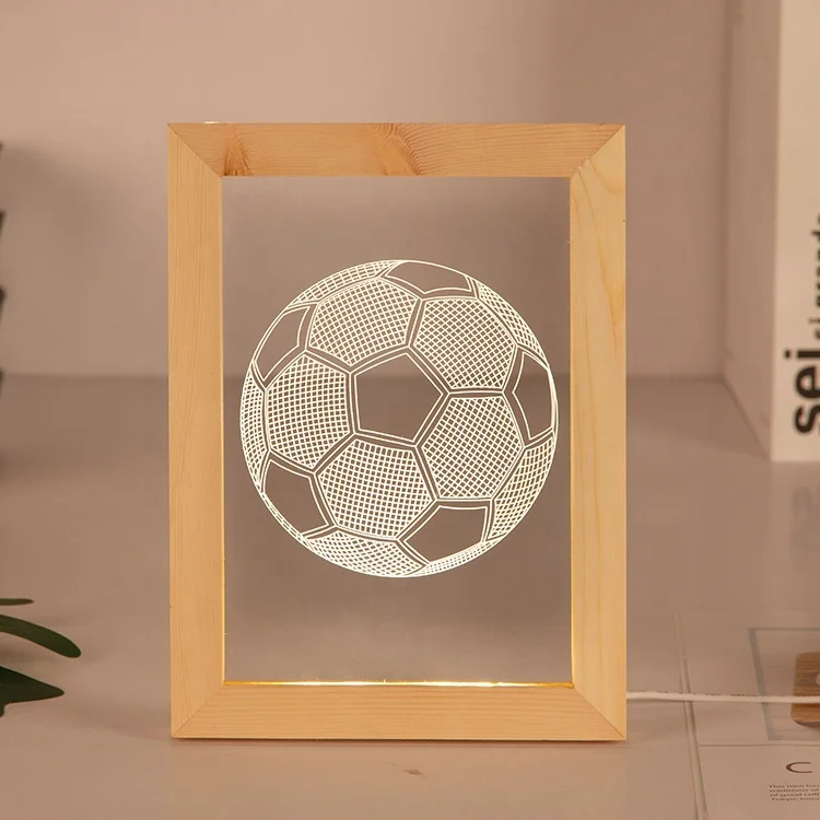 
Custom DIY 3D Wooden LED Acrylic Photo Frame With Warm Light Inside 