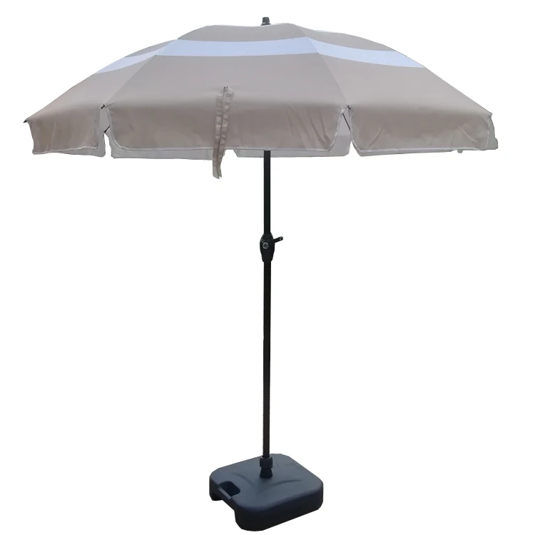 
Patio Beach Waterproof Steel 7.5Ft White Striped Garden Umbrella 