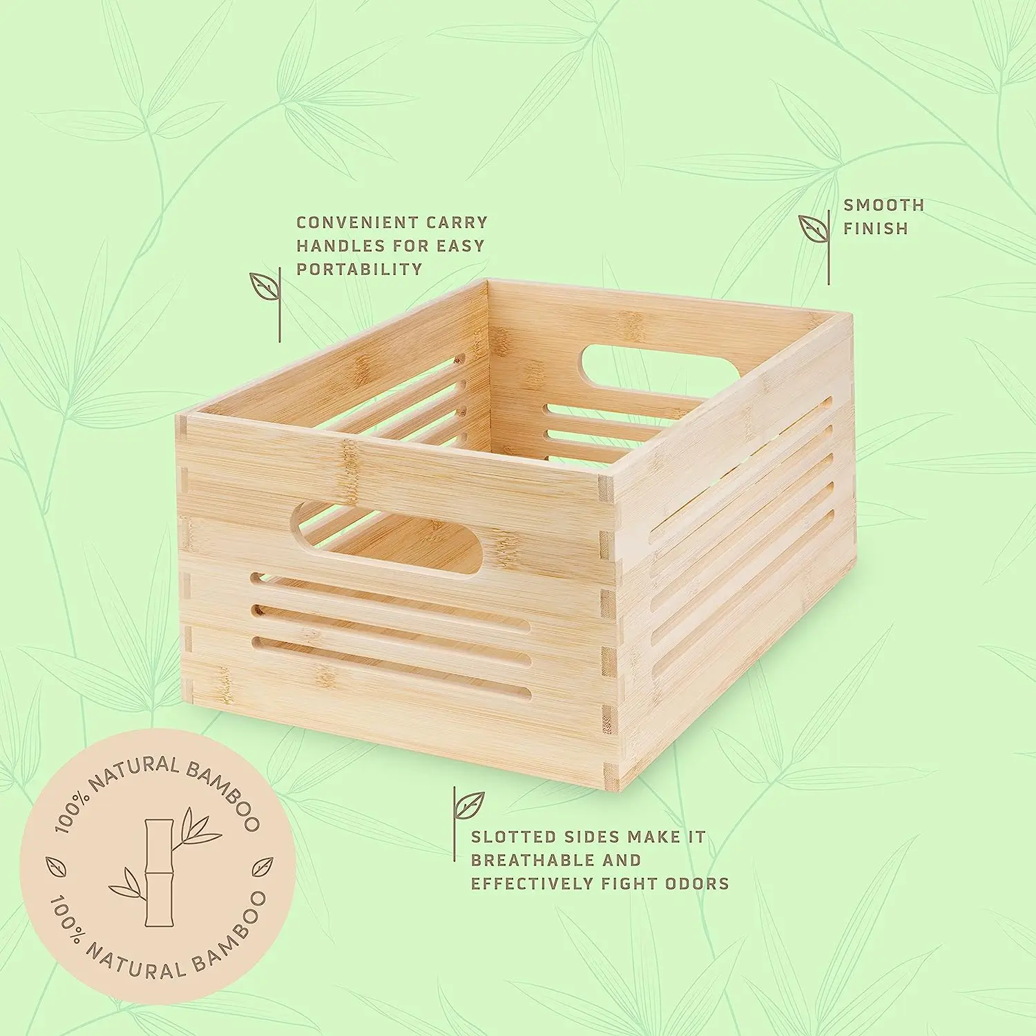 Natural Bamboo Wooden Storage Box rectangle wooden box   for Cabinet