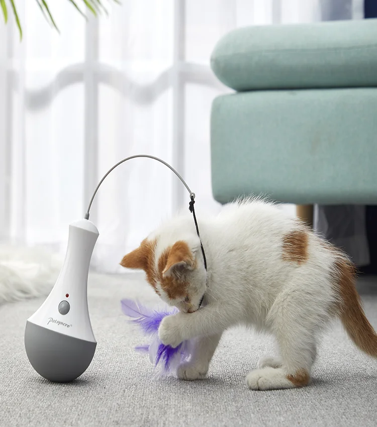 Interactive Balance Swing Cat Toys No power Drive Cat Teaser Tumbler rory-poly Chasing Pet Toy Self with Simulation Feathers