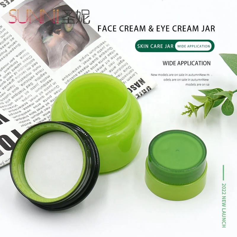 Green Color 15g Eye Cream Care jar  50g Body lotion Scrub Cream container green skin Care  Plastic Jar