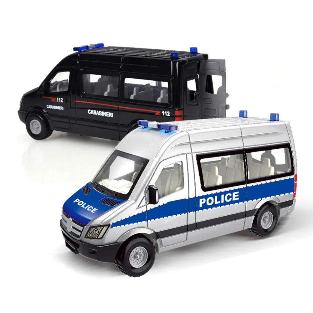 Alloy ambulance toys back to the police car three open doors car drop-resistant van model toys