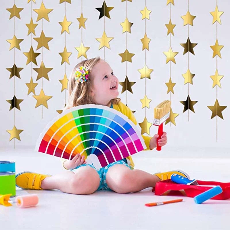 Rose Gold Baby Shower Decoration New Paper Bunting Banners Flags Kid Birthday Party Supplies