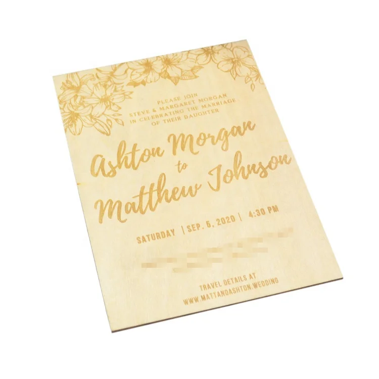 Wedding decoration wood carving laser cut custom wooden wedding invitations