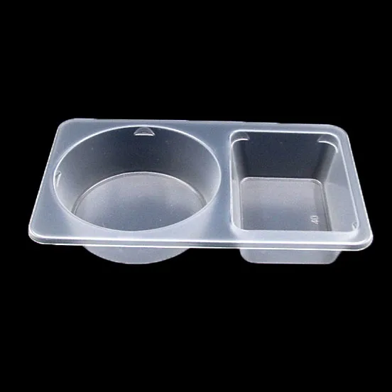 WHOLE SALE 2 Compartment Sealing Film PP EVOH High Barrier Disposable Plastic Sauce Tray