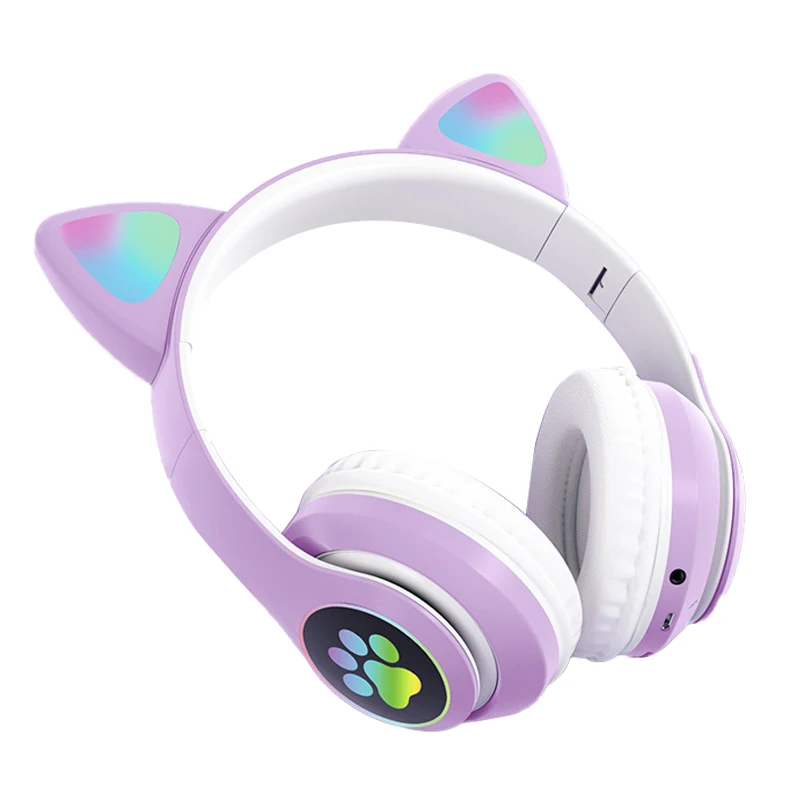 Best seller led light cat ear wireless headphones for kids girls cat headphones wireless