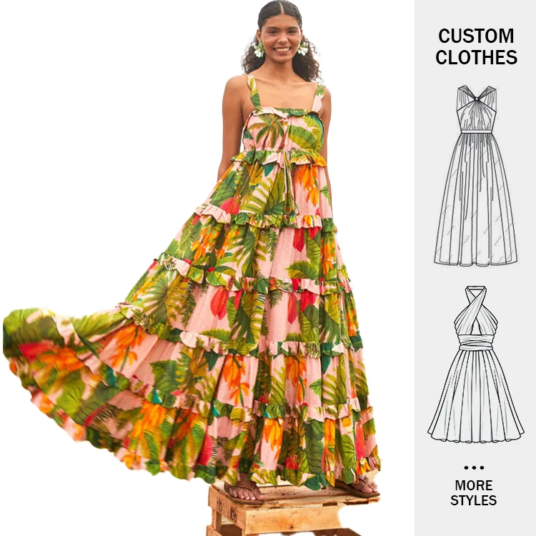 Женское винтажное пляжное платье с цветочным принтом