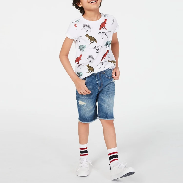 
Kids Clothes Vendors Casual Fit Little Boys Summer Jean Shorts Custom Destroyed Denim Shorts For Kids 
