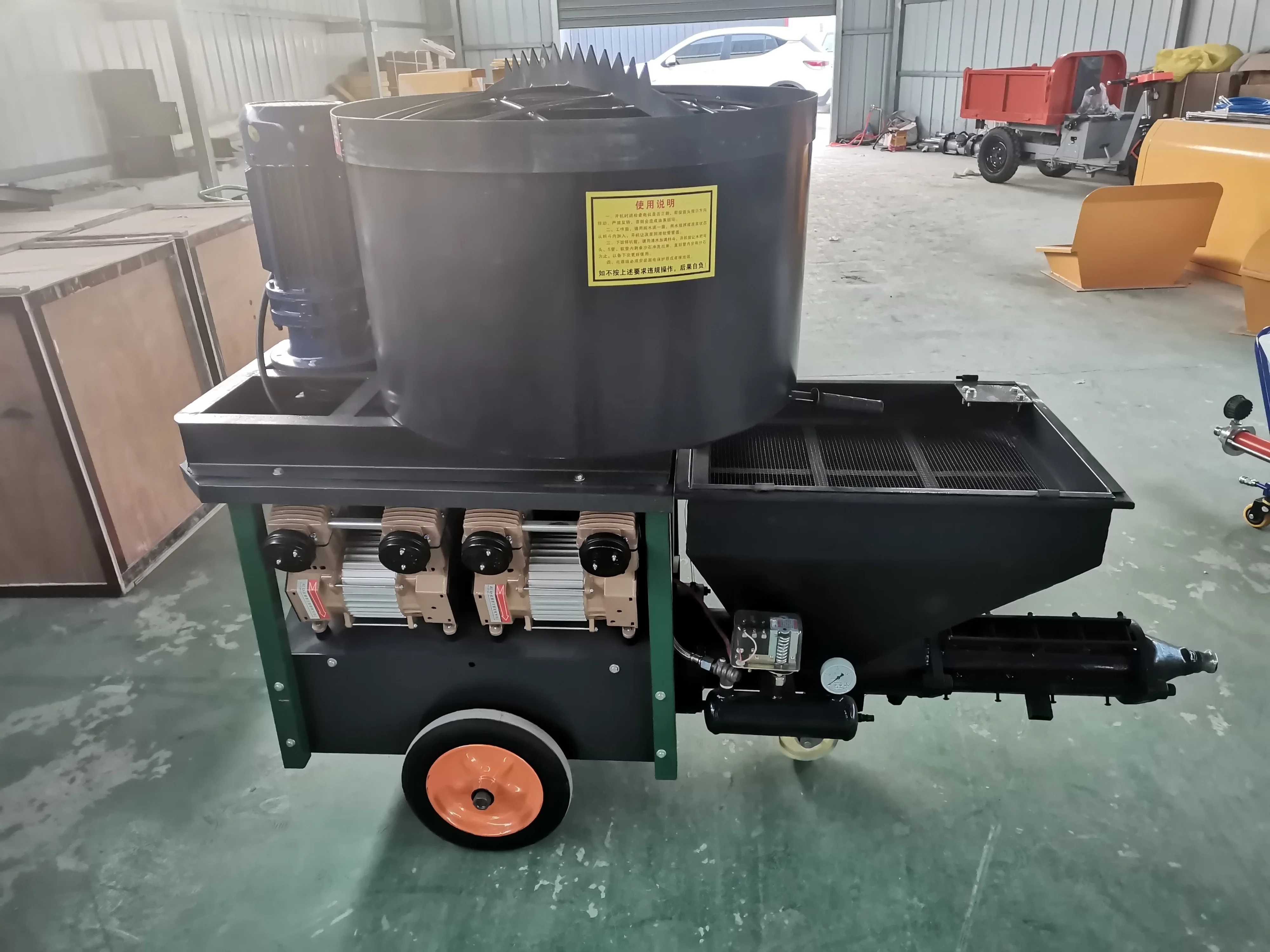 Motor Automatic Sand Mortar Spraying Pump Machine/wall Cement Plaster Machine With Mixer For Construction