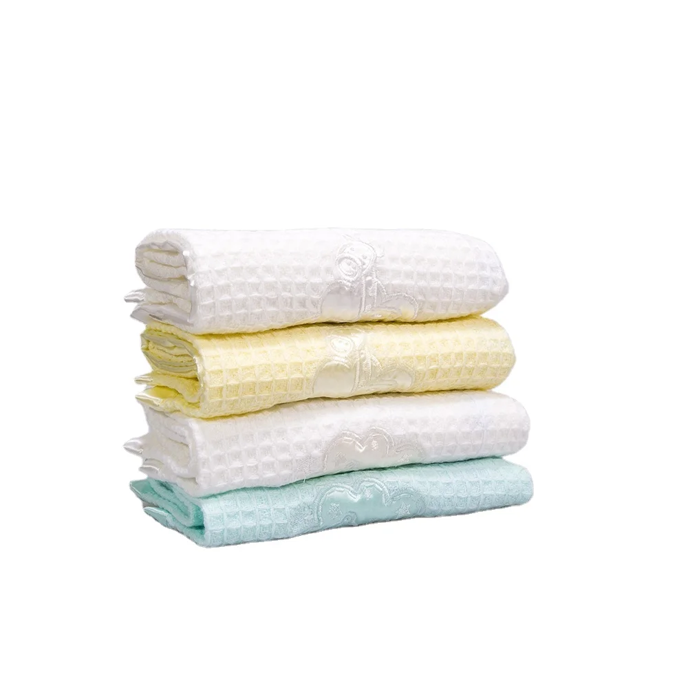 100% cotton baby blanket silk boarder embroidery pattern baby blanket