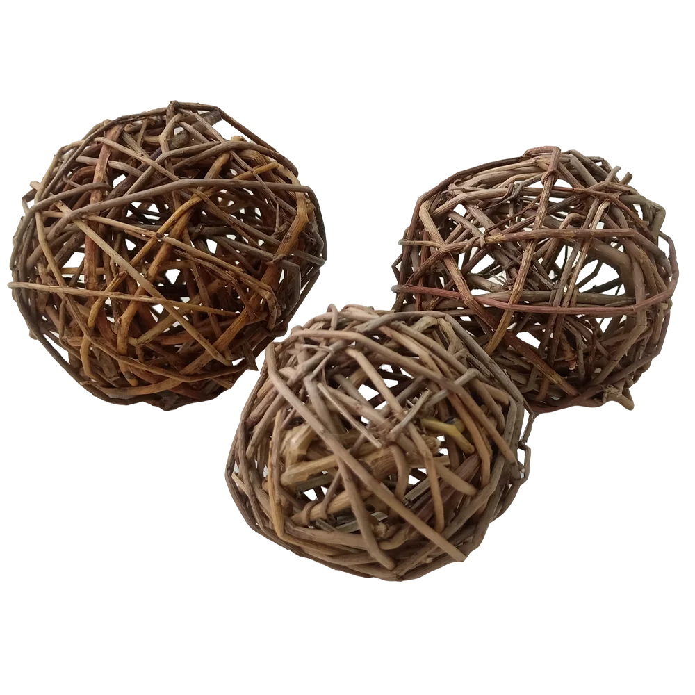 Handmade pet toys accessories natural woven seagrass corn leaf rattan balls chewable toys for small animals rabbit hamster cats